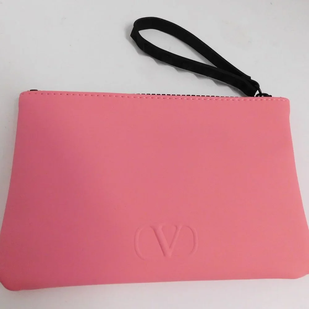 New Valentino Born In Roma Pink Black Recycled Rubber Small Fragrance Clutch Bag
